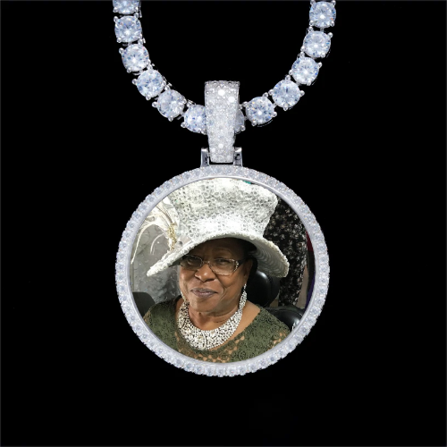925S & VVS Moissanite 3D Circle Custom Picture Pendant