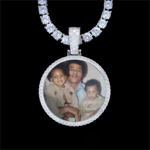 925S & VVS Moissanite 3D Circle Custom Picture Pendant