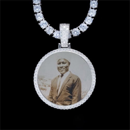 925S & VVS Moissanite 3D Circle Custom Picture Pendant