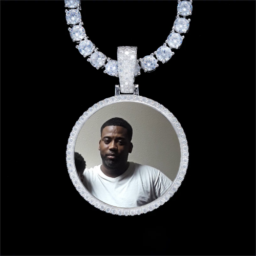 925S & VVS Moissanite 3D Circle Custom Picture Pendant