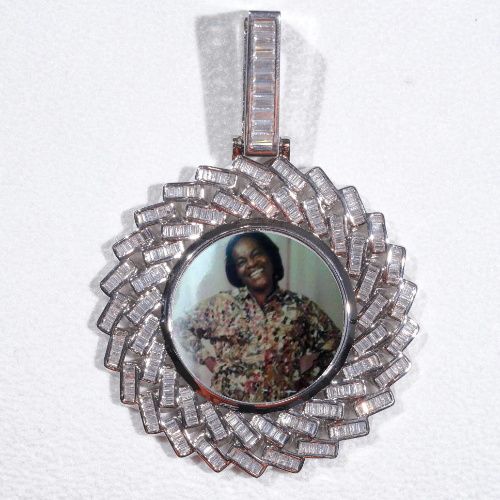 Large 3D Baguette Custom Picture Pendant