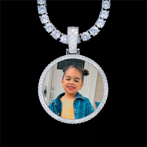 925S & VVS Moissanite 3D Circle Custom Picture Pendant
