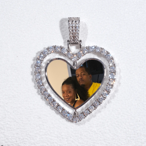 3D Spinning 2-Faced Heart Custom Picture Pendant