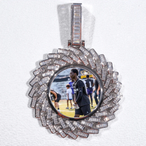 Large 3D Baguette Custom Picture Pendant