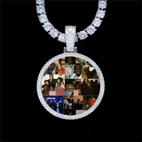 925S & VVS Moissanite 3D Circle Custom Picture Pendant