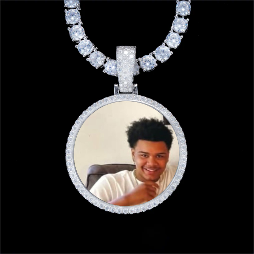 925S & VVS Moissanite 3D Circle Custom Picture Pendant