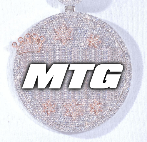 CUSTOM LETTER NECKLACE 3D BIG CROWN DISC