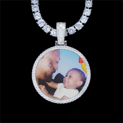 925S & VVS Moissanite 3D Circle Custom Picture Pendant