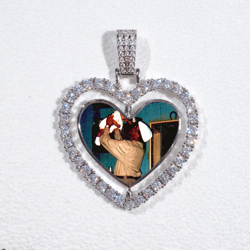 3D Spinning 2-Faced Heart Custom Picture Pendant