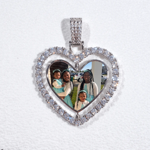 3D Spinning 2-Faced Heart Custom Picture Pendant