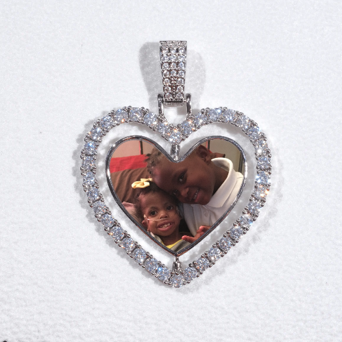 3D Spinning 2-Faced Heart Custom Picture Pendant