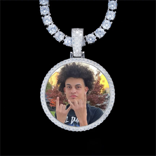925S & VVS Moissanite 3D Circle Custom Picture Pendant