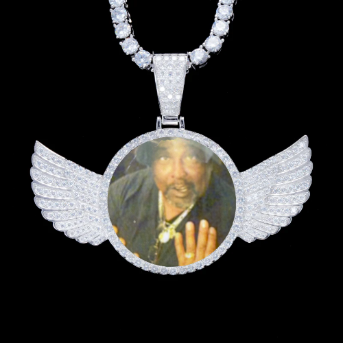 925S & VVS Moissanite 3D Wing Custom Picture Pendant