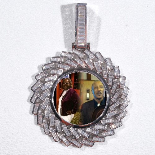 Large 3D Baguette Custom Picture Pendant