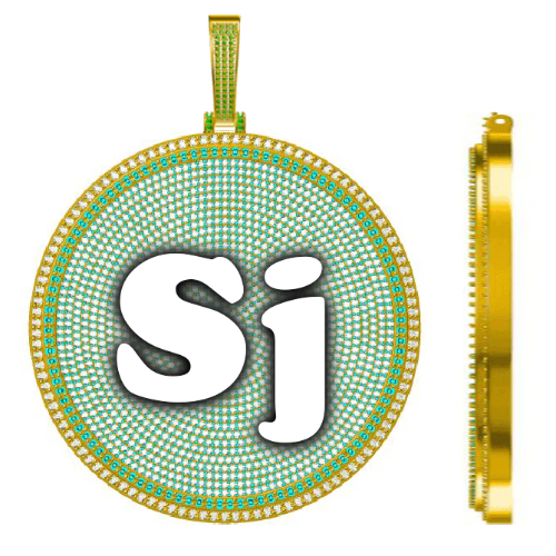 CUSTOM LETTER NECKLACE 3D BIG DISC
