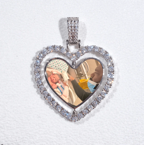 3D Spinning 2-Faced Heart Custom Picture Pendant