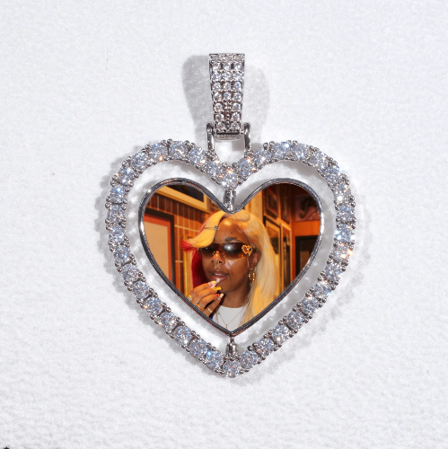 3D Spinning 2-Faced Heart Custom Picture Pendant
