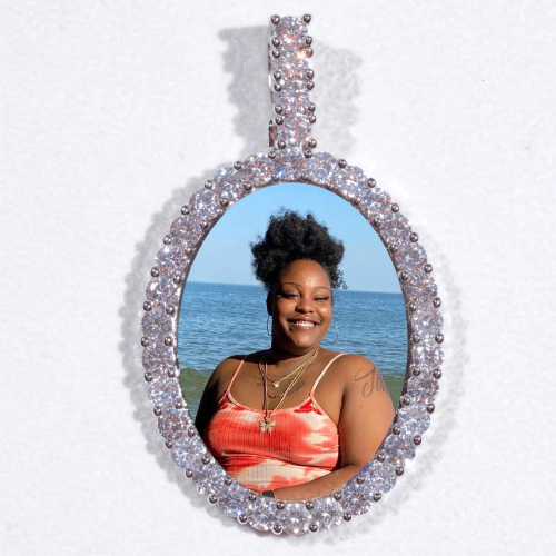 Large 3D Oval Custom Picture Pendant