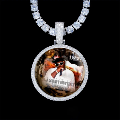 925S & VVS Moissanite 3D Circle Custom Picture Pendant