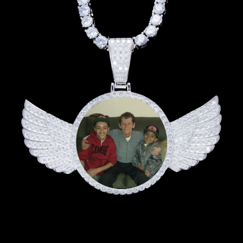 925S & VVS Moissanite 3D Wing Custom Picture Pendant