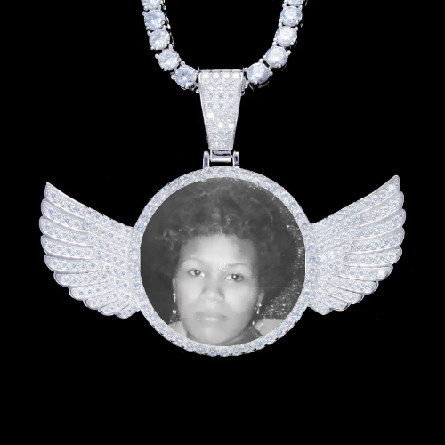 925S & VVS Moissanite 3D Wing Custom Picture Pendant