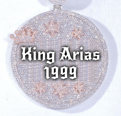 CUSTOM LETTER NECKLACE 3D BIG CROWN DISC