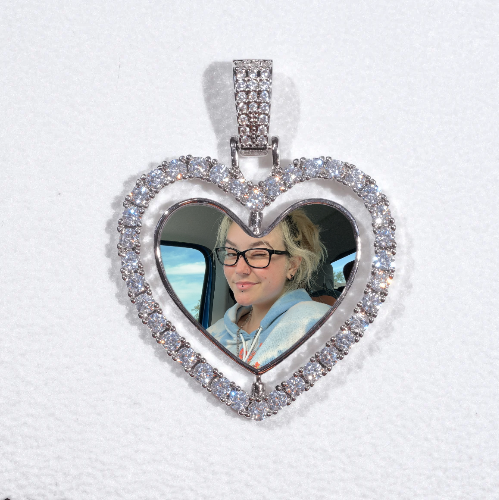 3D Spinning 2-Faced Heart Custom Picture Pendant