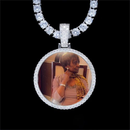 925S & VVS Moissanite 3D Circle Custom Picture Pendant