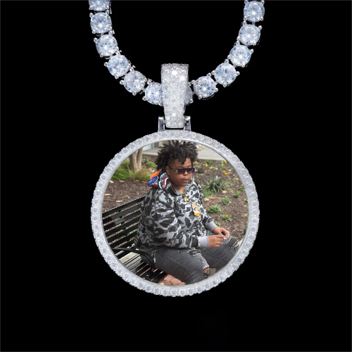 925S & VVS Moissanite 3D Circle Custom Picture Pendant