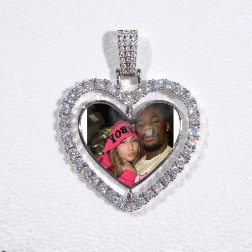 3D Spinning 2-Faced Heart Custom Picture Pendant