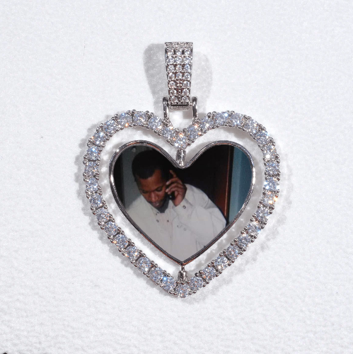 3D Spinning 2-Faced Heart Custom Picture Pendant