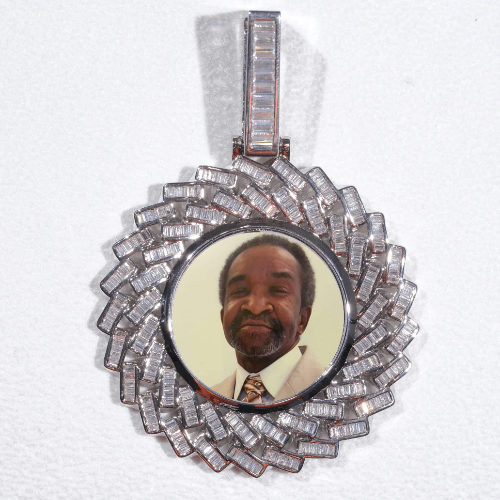 Large 3D Baguette Custom Picture Pendant