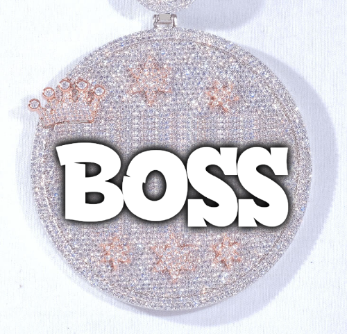 CUSTOM LETTER NECKLACE 3D BIG CROWN DISC