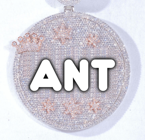 CUSTOM LETTER NECKLACE 3D BIG CROWN DISC