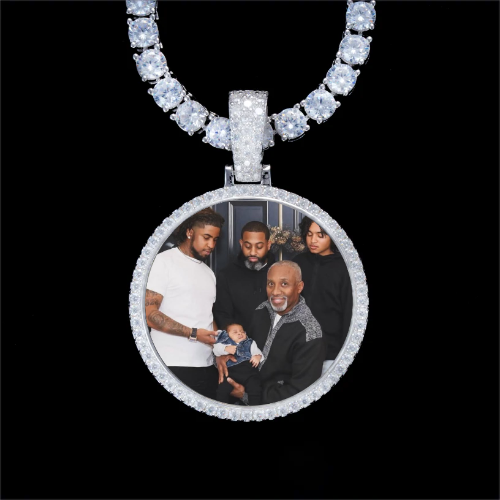 925S & VVS Moissanite 3D Circle Custom Picture Pendant