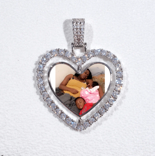 3D Spinning 2-Faced Heart Custom Picture Pendant