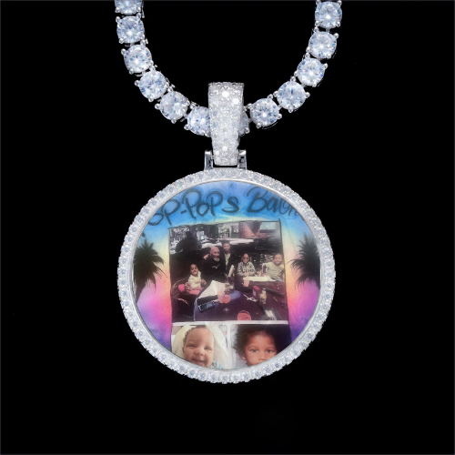 925S & VVS Moissanite 3D Circle Custom Picture Pendant