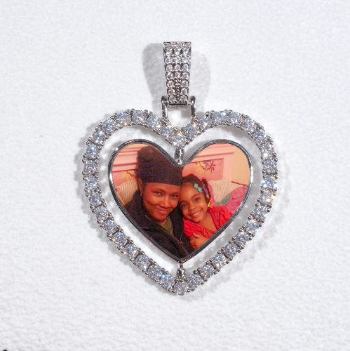 3D Spinning 2-Faced Heart Custom Picture Pendant