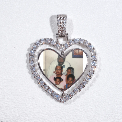3D Spinning 2-Faced Heart Custom Picture Pendant