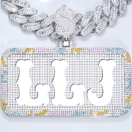 CUSTOM LETTER NECKLACE 3D COLORFUL SQUARE