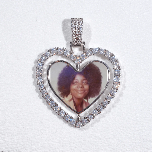 3D Spinning 2-Faced Heart Custom Picture Pendant