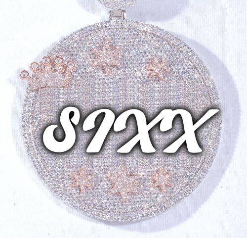 CUSTOM LETTER NECKLACE 3D BIG CROWN DISC