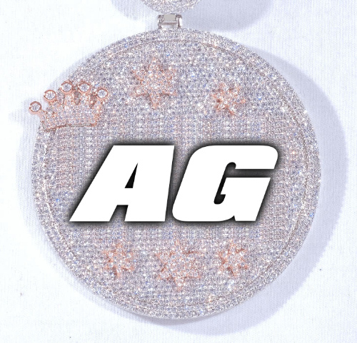 CUSTOM LETTER NECKLACE 3D BIG CROWN DISC