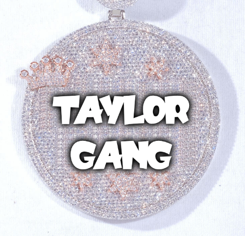 CUSTOM LETTER NECKLACE 3D BIG CROWN DISC