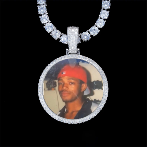 925S & VVS Moissanite 3D Circle Custom Picture Pendant
