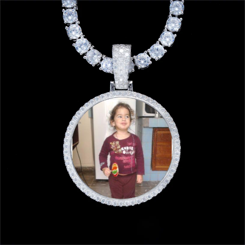 925S & VVS Moissanite 3D Circle Custom Picture Pendant