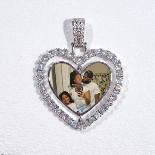 3D Spinning 2-Faced Heart Custom Picture Pendant