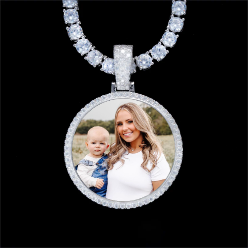 925S & VVS Moissanite 3D Circle Custom Picture Pendant