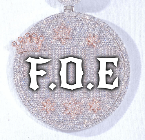CUSTOM LETTER NECKLACE 3D BIG CROWN DISC
