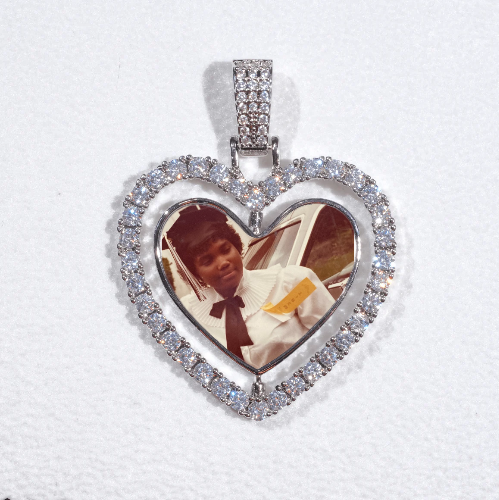 3D Spinning 2-Faced Heart Custom Picture Pendant
